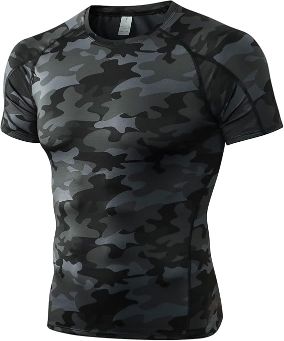 Compression Tops for Men Short Sleeve Mens Compression Shirts Quick-Drying Base Layer Shirts Gym Top Running T-Shirts for Sports Fitness Workout Cycling Training