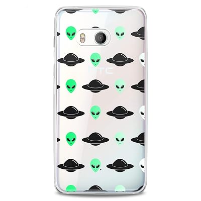 TPU Case Replacement for HTC Desire U20 5G 19 Plus U19e U11 Life 12S Ultra x10 Green Aliens Flexible Silicone Spaceships Pattern Clear Design Space Slim fit Art Print Galaxy Cute Soft Girlish