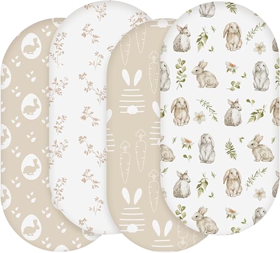Soarwg Kids Moses Basket Crib Fitted Sheets, 4-Pack, 82x41cm