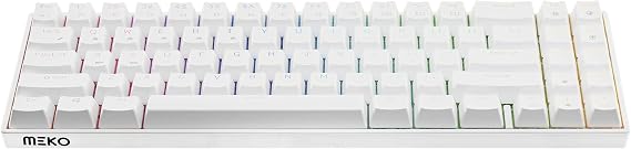 MEKO Push White 65percentage RGB LED Hotswap Bluetooth Double Shot ABS Mechanical Keyboard (Cherry MX Brown)