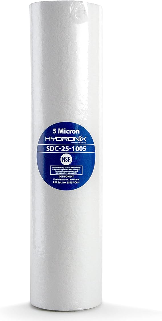 Hydronix SDC-25-1005 Whole House RO Reverse Osmosis Sediment Water Filter Cartridge 2.5" x 10" - 5 micron