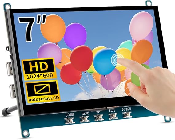 7 Inch Touch Screen Display for Raspberry PI 5 | 1024×600 | IPS |Sunlight Readable | Standard HDMI| USB OTG|Low Power Consumption| Driver-Free Mini Size Monitor
