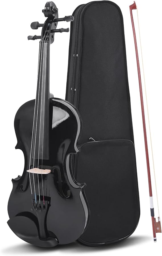 4/4 Violin Set Full Size Fiddle Set Black Acoustic Violinfor Beginners Adults with Violin Case