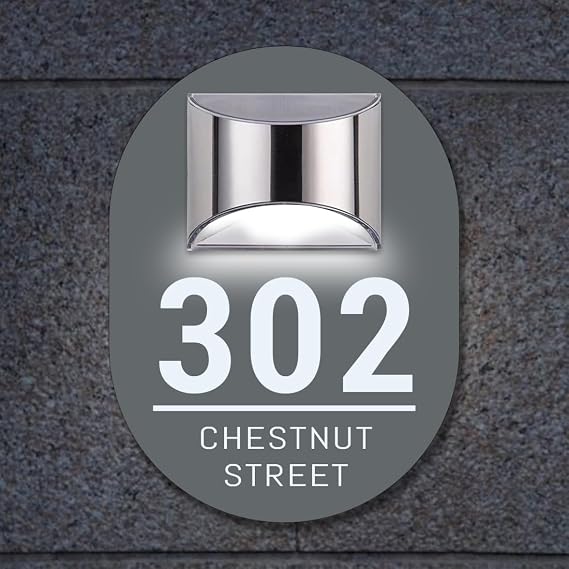 Personalized Solar Address Sign Lighted House Numbers for Outside Custom House Numbers and Address Sign LED Illuminated Address Numbers for House Waterproof Address Plaque for Outside Home Street Yard