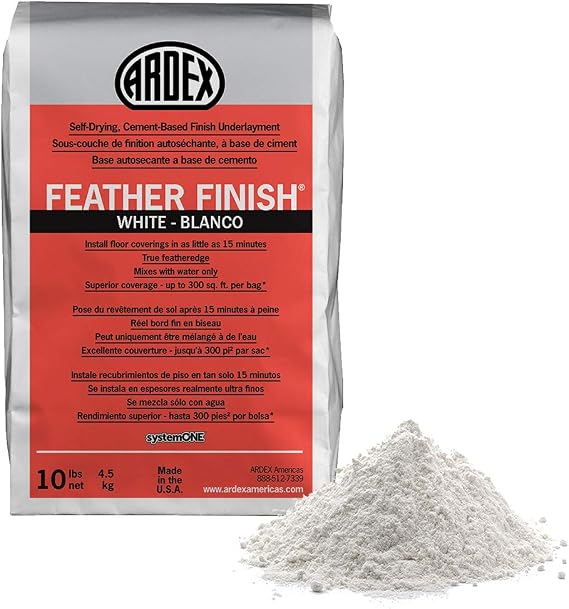 Ardex Feather Finish - 10 lb. (White) Cement | Self-Drying Flooring Underlayment - for Smooth, Durable Floor Preparation - Exceptional Bond Strength for Interior Use