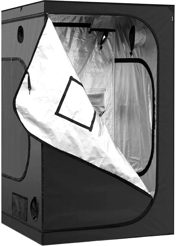 iPower GLTENTM1 4'x4' Grow Tent Mylar Hydroponic System and Heavy Duty Zipper for Indoor Plant Garding, Easy Setup, 48" x 48" x 79", Black