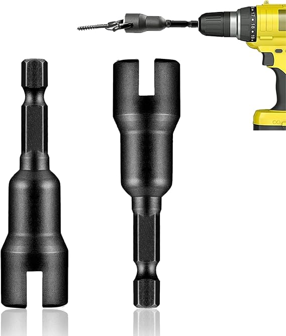 2 PCS Power Wing Nut Driver, Nut Driver Drill Bit Socket Wrenches Tools Set, Slot Wing Nuts Drill Bit Socket Wrenches Tools Suitable for Panel Nuts, Screws Eye C Hook and Q-Hanger(Grey-Black)