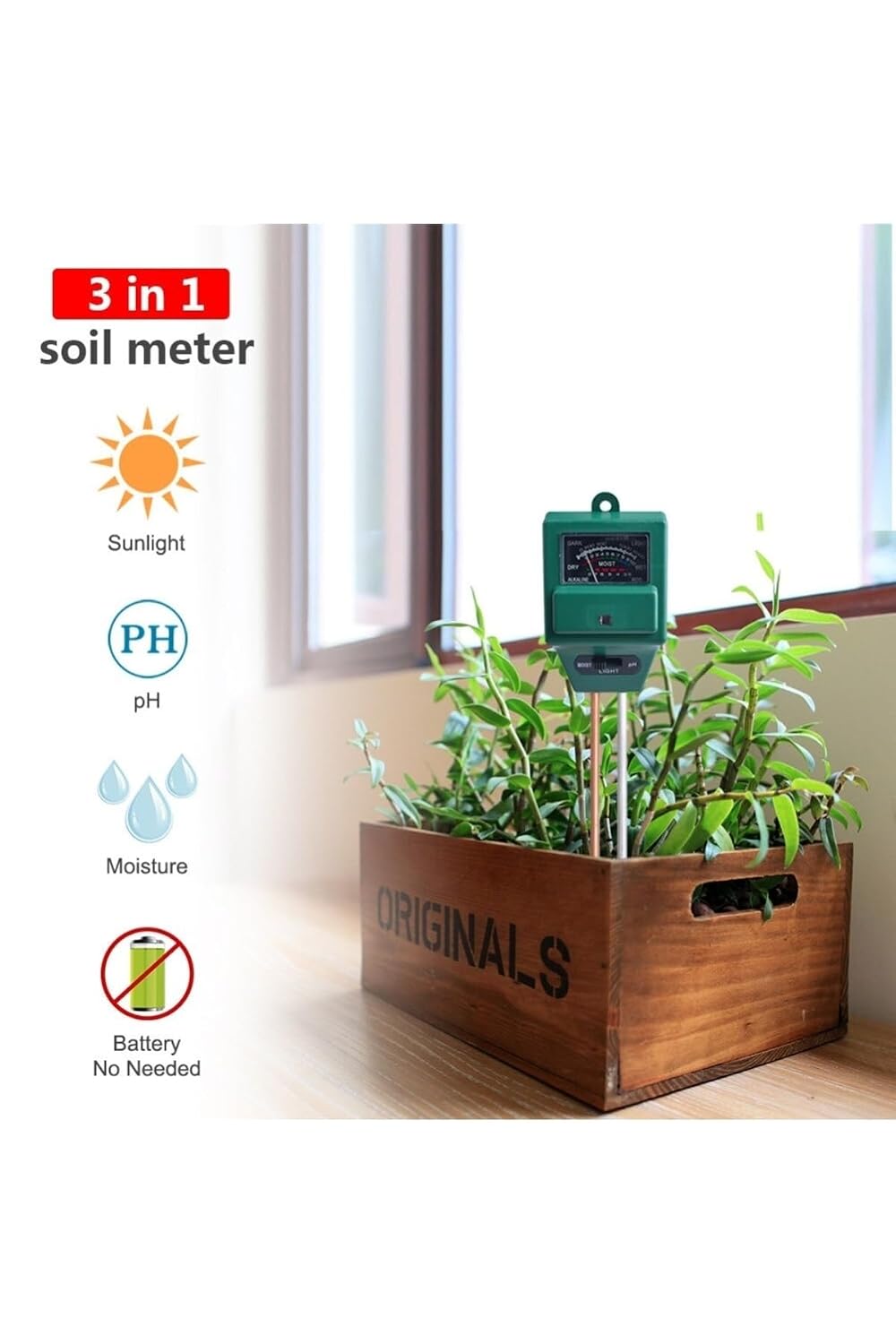 3in1 Toprak Su Nem Ph Ölçer Test Cihazı, DRWLPHP2