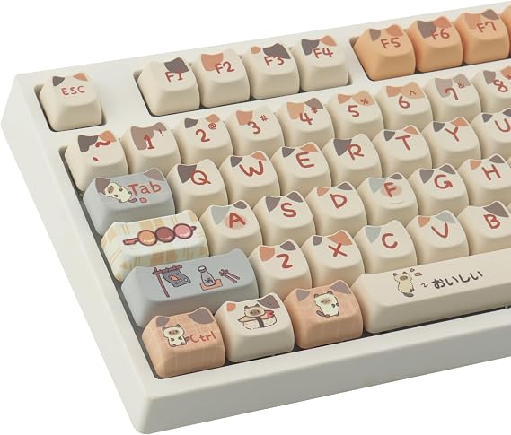 PBT Keycaps 144 Keys Cute Keycaps Sushi Cat Keycap