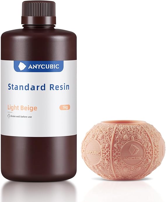 ANYCUBIC 3D Printer Resin, 405nm High Precision Fast Curing Photopolymer Resin for LCD 3D Printing 1kg Light Beige