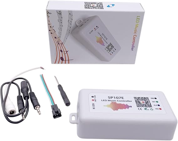 WS2811 WS2813 WS2815 WS2812 WS2812B Led Pixels Strip SP107E Music Bluetooth RGB Led Controller Suit for LED Strip,Matrix Panel,Module Buli-in Mic/AUX Input DC5V-24V