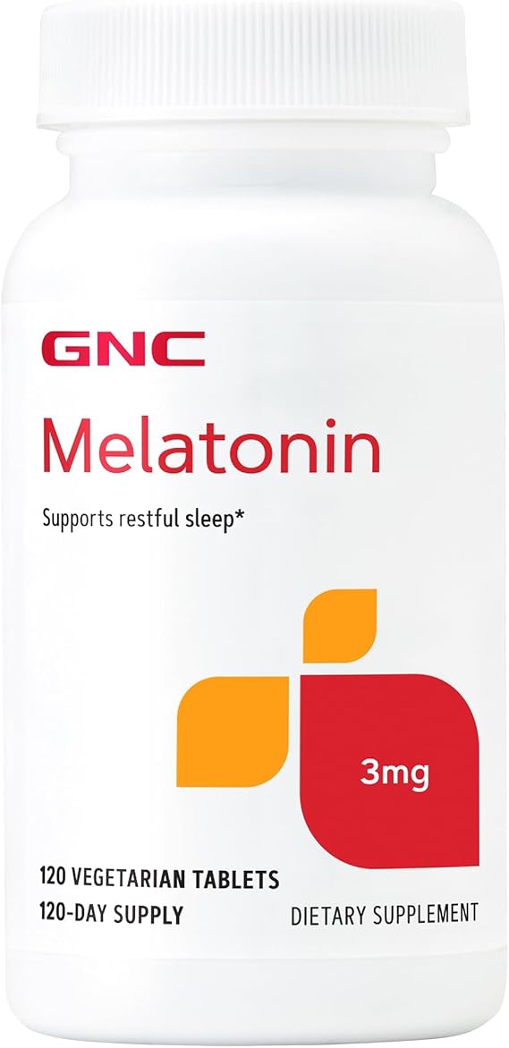 GNC Melatonin 3mg, Sleep Aid, Supports Restful Sleep, 120 Servings