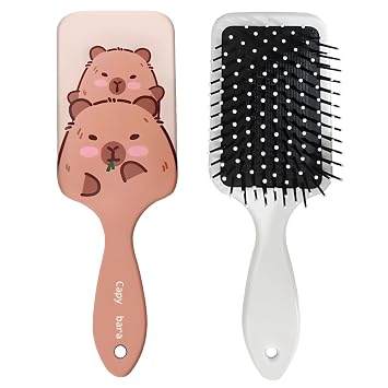 Kawaii Capybara Hair Brush - Wet & Dry Tangle-Free Hair Brush for Women & Men - No Tangle Soft & Flexible Bristles for Straight, Curly, Thick Hair,Gifts for Women Men
