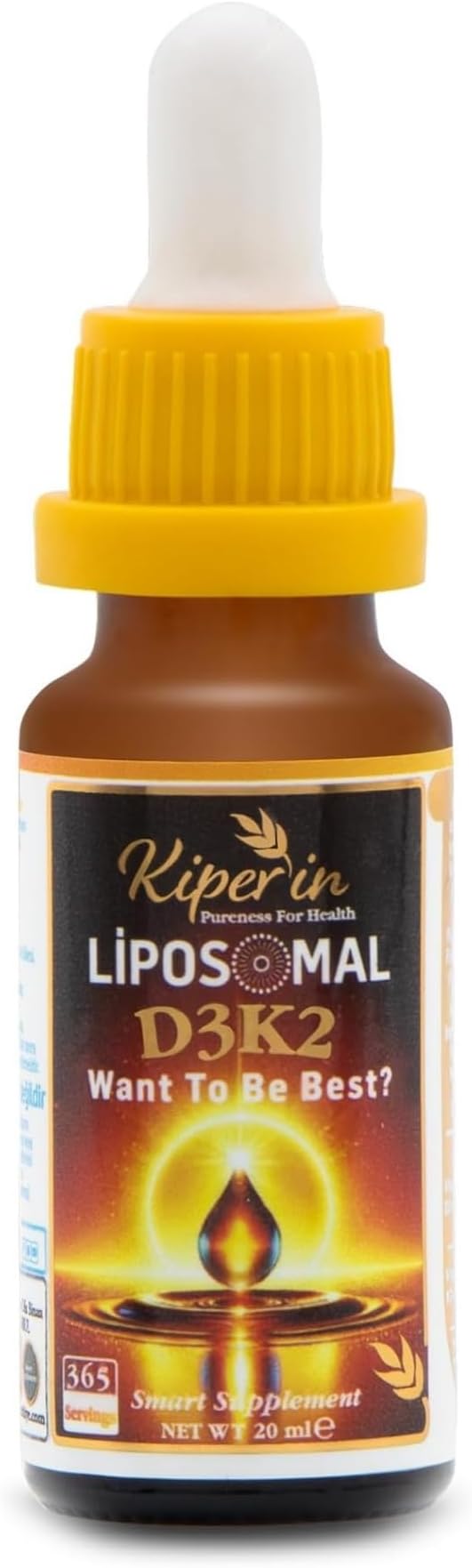 Kiperin D3K2 Vitamin D3 (1000 IU) ve K2 (MK-4 & MK-7) - Doğal Zeytinyağı Bazlı ve Katkısız - 365 Damla