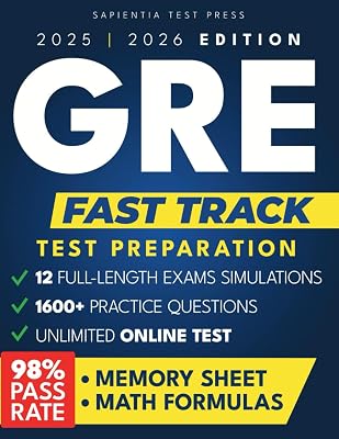 GRE Fast Track: The Ultimate Streamlined Guide to Test Success: 12 Full Exams, Official ETS Questions, Flashcards, Memory Sheets, 1600 Practice Qs, and Video Lessons