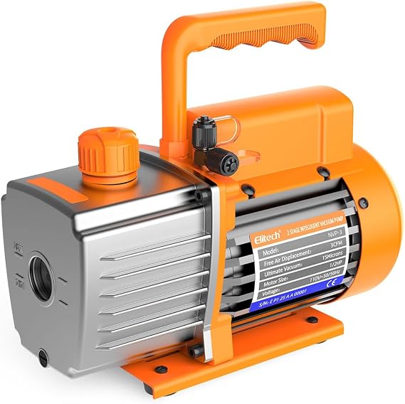 Elitech HVAC Vacuum Pump, 3 CFM Single Stage Rotary Vane Pump, NVP-3