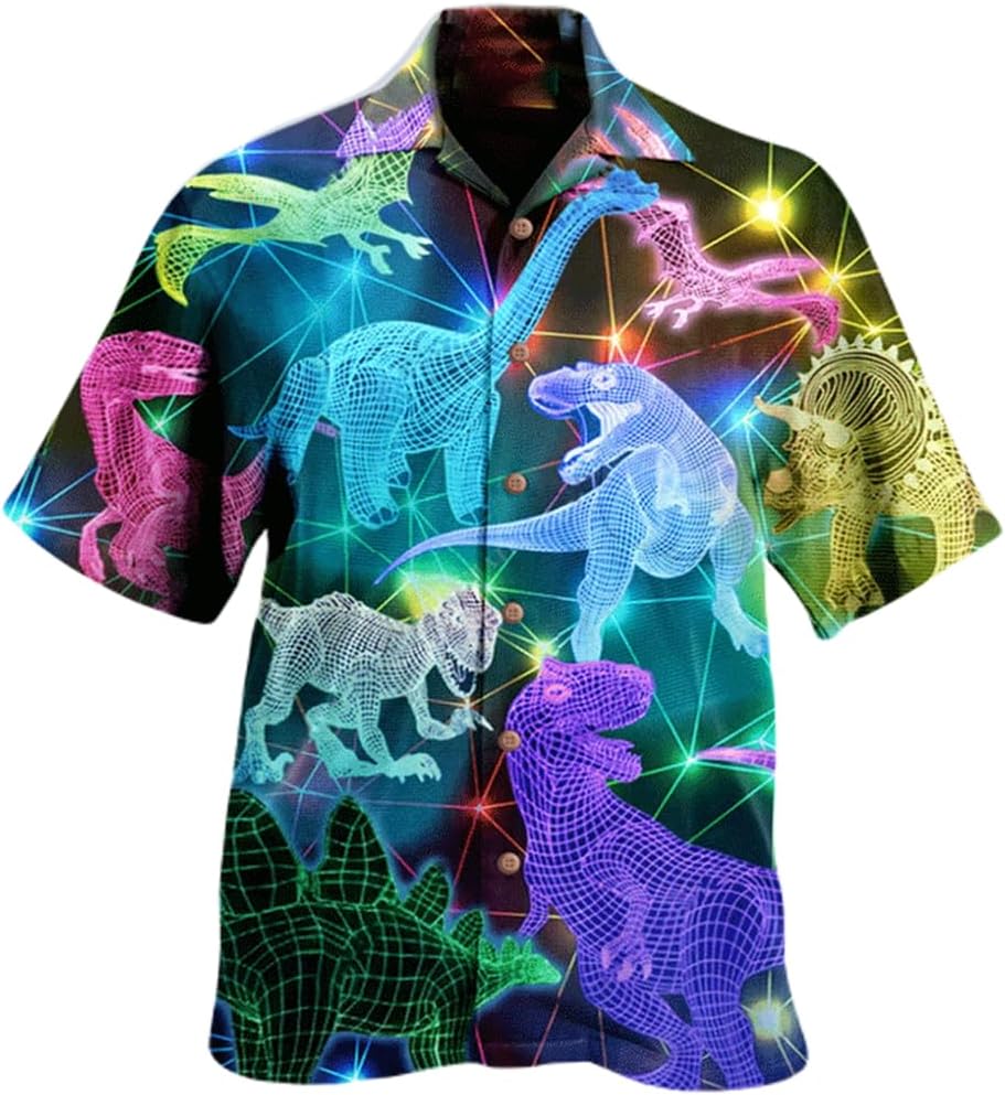 Animal Hawaiian Shirts for Men - Vintage Button Down Mens Hawaiian Shirts Short Sleeve Series 5