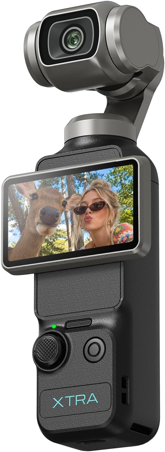 Xtra Muse, Vlogging Camera with 1'' CMOS & 4K/120fps Videos, Pocket Camera with 3-Axis Gimbal Stabilizer, Fast Focusing, Face/Object Tracking, Digital Video Camera for Photography, Digital Camera