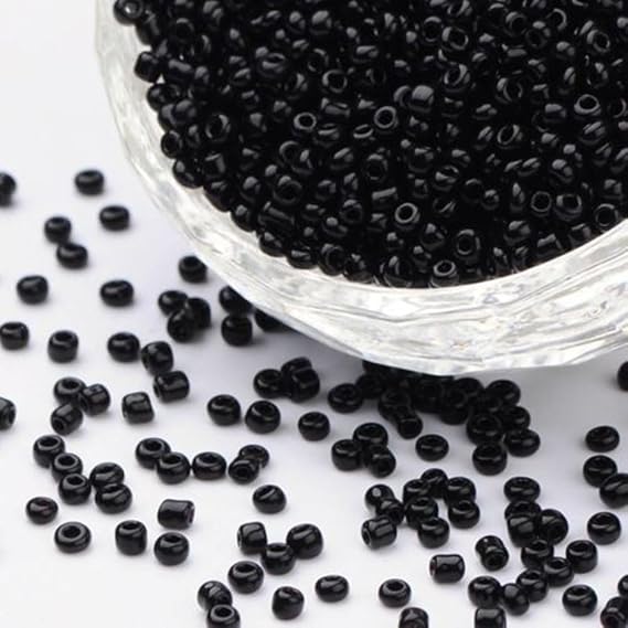 3mm Glass Seed Beads 8/0 100grams About 3600pcs for DIY Accessory Making Perfect for Wrist Bracelet Earring Necklace Jewelry Gifts (Black)