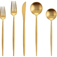 Matte Gold Silverware Set , Oliviola 40-Piece Stainless Steel Flatware Cutlery Set Service for 8, Satin Finish Kitchen Utensil Set, Dishwasher Safe…