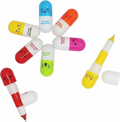 40pcs Vitamin Pill Ballpoint Pen Cute Cartoon Retractable Ball Pen Smiling Face Ball Pen Random Color