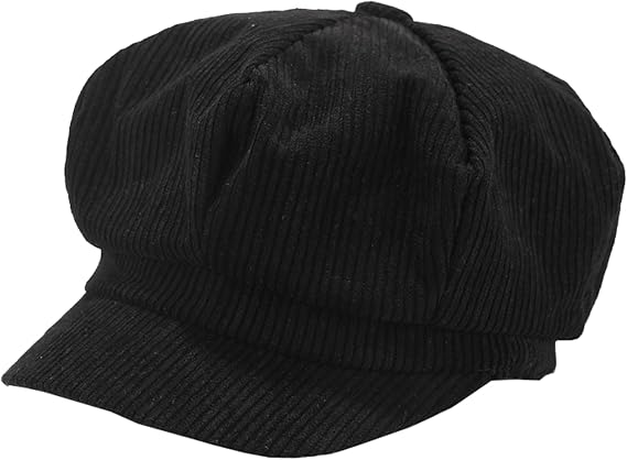 Men Women Retro 8 Panels Corduroy-Newsboy Hat with Brim Y2k Vintage Beret Paperboy Painter Cap