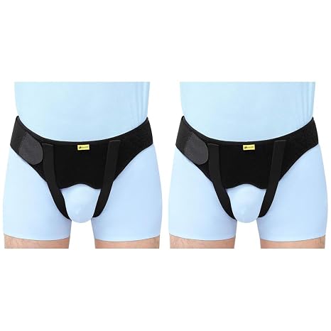 Hernia Belt for Men Hernia Support Truss for Single/Double Inguinal or Sports Hernia, Adjustable Waist Strap with 2 Removable Compression Pads Breathable Material
