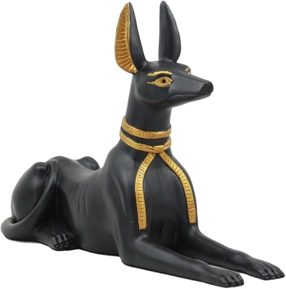 Ebros Ancient Egyptian God Anubis Dog in Sitting Pose Statue Deity of Afterlife and Mummification Pharaoh Hound Figurine 10" Long