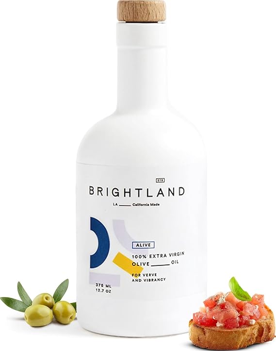 Brightland Alive Extra Virgin Olive Oil, Cold-Pressed, 12.7 Fl Oz | High Polyphenol oil for salads, hummus & baked goods, Arbosana, Arbequina & Koroneiki olives