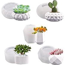 Candle Holder Silicone Mould, Flower Pot Silicone Mold Candle Holder Mould 5Pcs Planter Vase Casting for DIY Craft Decorations, Succulent Pot Moulds