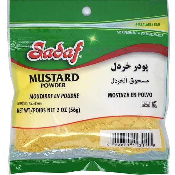 Sadaf Mustard Powder 2oz - Ground Mustard - Dry Mustard Seed Powder - Dried Mustard Kosher and Halal - 2 oz Resealable bag