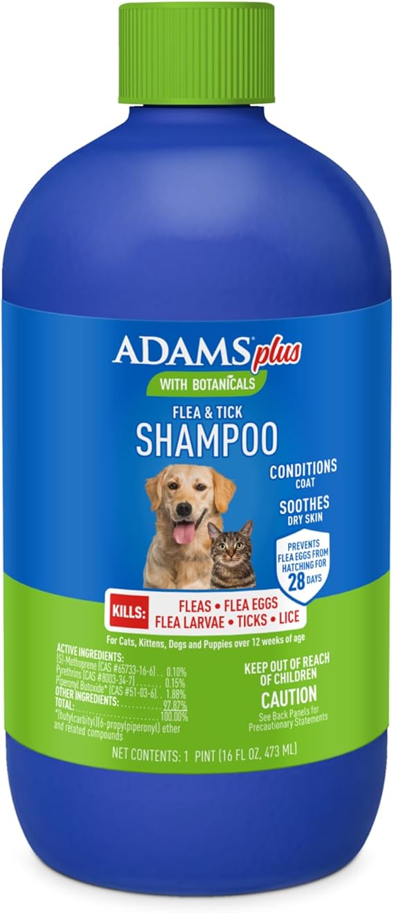 ADAMS Plus Flea & Tick Shampoo with Precor for Dogs & Cats, 12 oz