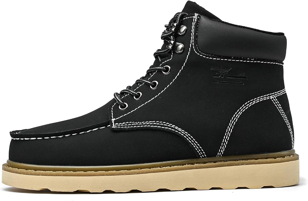 MENS Work Boot High-tops Slip Resistant Protective Leather Shoes Outdoor Sports Fluffing Warm Shoes In Winter Cotton-padded Shose.
