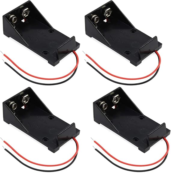 4Pcs 9V Battery Holder Box with 2X Spring Clip Plastic Batteries Container