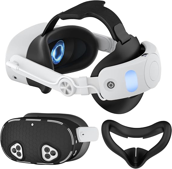 RGEEK Comfort Battery Head Strap with 6000mAh Compatible with Meta Quest 3S, Quest 3S Face Cover with VR Headset Protective Shell Cover for Quest 3S(3 in 1)