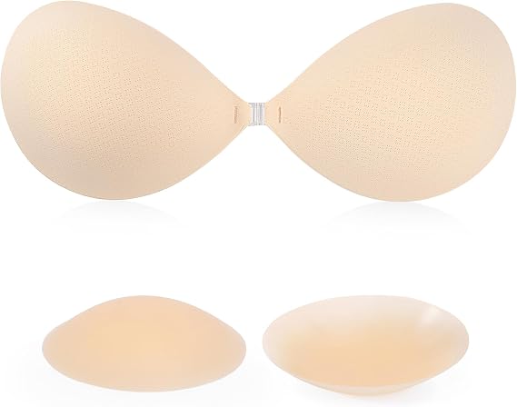 RELIRELIA Women's Sticky Self Adhesive Invisible Strapless Reusable Silicone Push Up Backless Bra