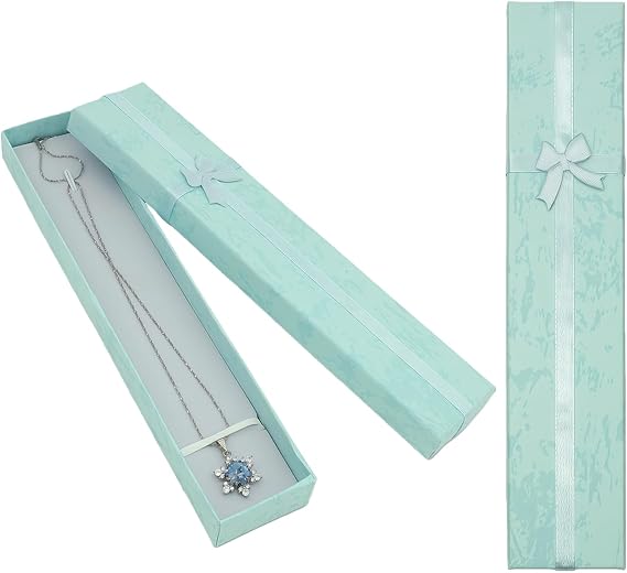 Rectangle Jewellery Gift Boxes, Long Chain Display Case Necklace Bracelet Pendant Display Boxes with Lid Small Jewellery Gift Boxes for Wedding Birthday Valentine's Day Christmas Y7CFXSSH (Blue)