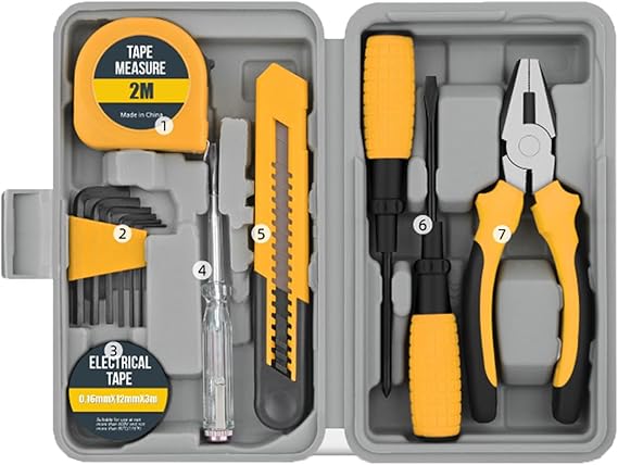 Tool Set 13 Pieces Portable Hand Tools with Storage Box Basic Household Tools