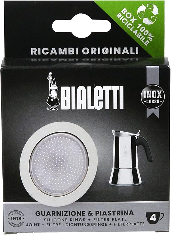 Bialetti Replacement Gasket and Filter Set (SS 4 Cup)