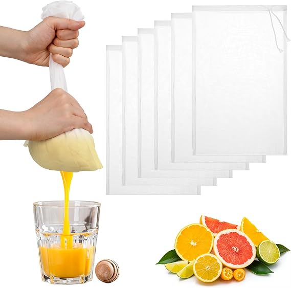 6Pack Cast Iron Juicer Bags, Nut Milk Bag Reusable Cheesecloth Bags for Juicing Strainer Bag Cloth Strainer for Straining Cloth Mesh Fine for Fruit Coffee Yogurt Cheese 13 X 10Inch