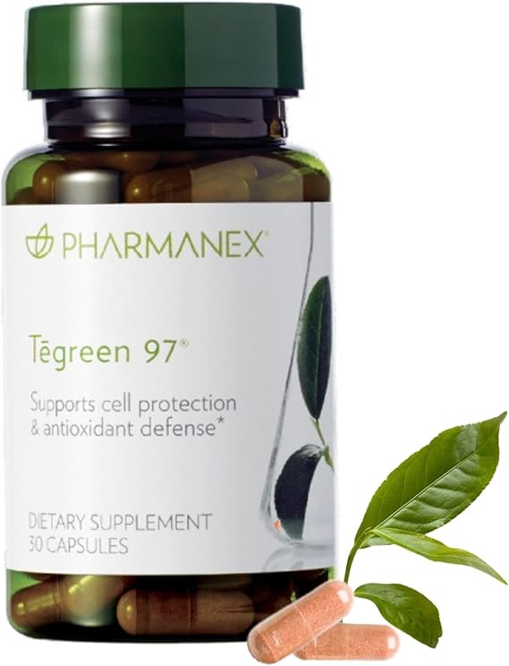 Nu Skin Pharmanex Tegreen 97 | Supports Cell Protection | 30 Capsules | 99.5% caffeine-free green tea with 97% polyphenols | Daily antioxidant formula for general wellness