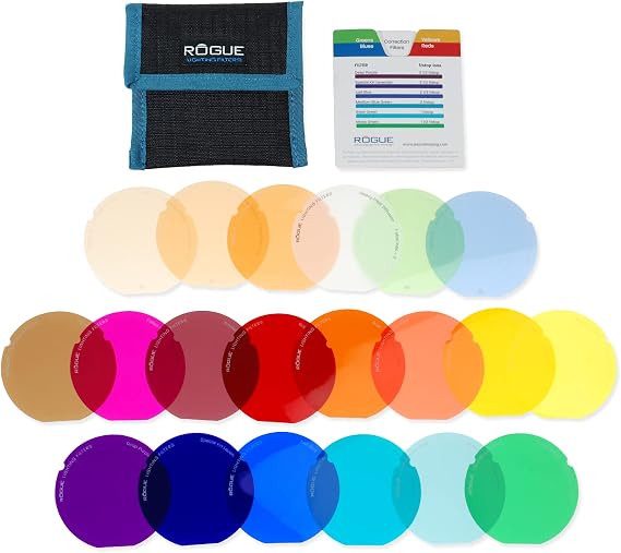 Rogue Grid Gels - Circular Lighting Filters for Rogue Grid - Printed for Easy Identification - 20 Gel Colors - Also Compatible with Round Flash Head Magnetic Light Modifiers (not included)
