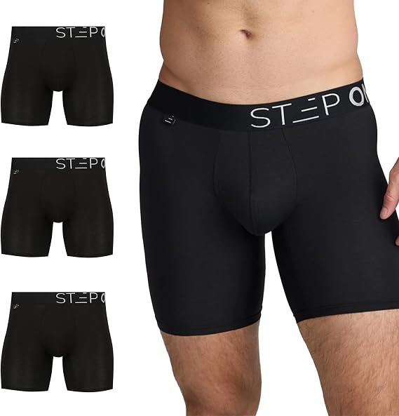 STEP ONE Mens Boxers Shorts Multipack, 3 Pairs, Anti Chafing Underwear for Men, Moisture-Wicking Boxer Shorts with 3D Pouch. Fabric Made from bamboo viscose