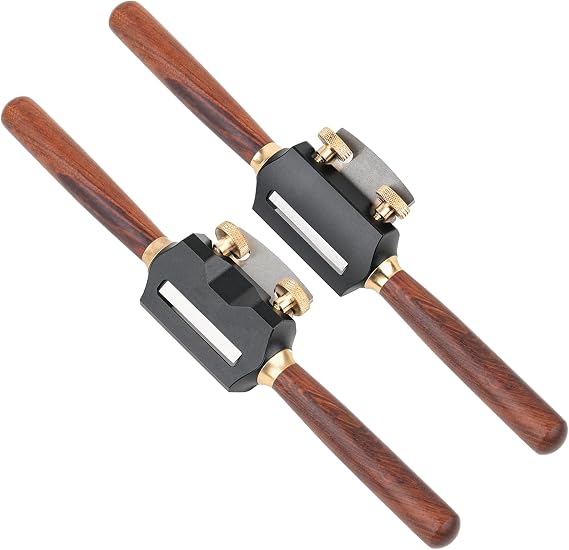 2PCS 10'' Adjustable Spokeshave with Flat and Curved Base, Portable Woodworking Planes Wood Working Hand Tool Perfect for Wood Craft, Carving, Working
