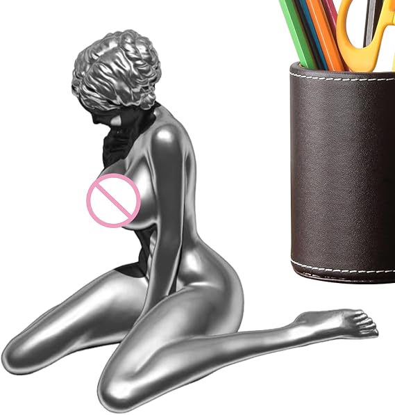 Girls Sculpture Female Woman Body Statue Home Art Decor | Silver for Shelf, Tabletop, Den, Bedroom, Dormitory, Apartment