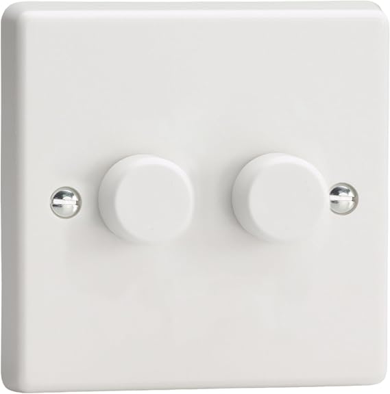 Varilight Classic White, LED Dimmer Switch - V-Pro Series, 2 Gang (Single), 1 or 2 Way, 250 Watt (Trailing Edge)