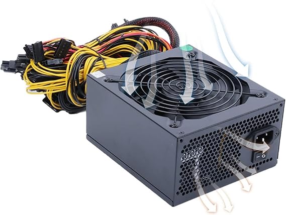 2000W 2400W 2600W 180V-260V ATX ETH Bitcoin Mining Motherboard Power Supply with BTC-S37 D37 T37 for BTC Mining Bitcoin Miner(2400w)