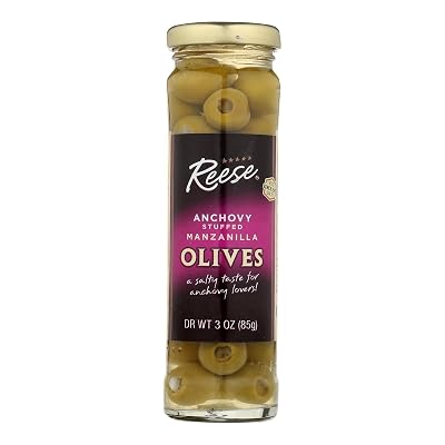 Generic Re.ese Olives, Manzanilla Stuffed With Minced Anchovies 3 Ounces Pack of 12