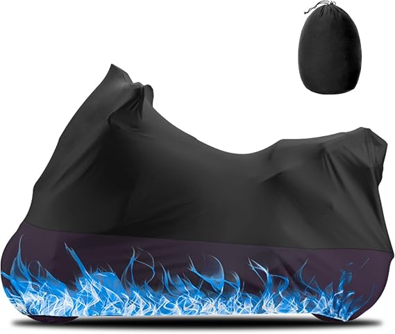 Erato Indoor Motorcycle Cover Stretch Elastic Dustproof Covers Fit for Motorbikes with Drawstring Storage Bags, 96 inches