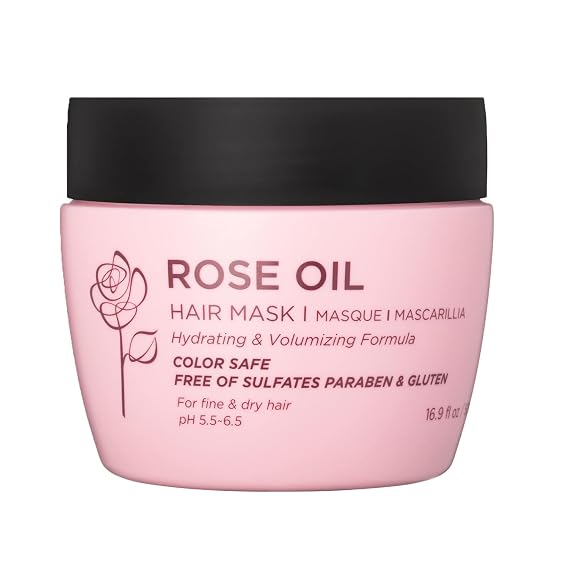 Luseta Rose Oil Hydrating Hair Mask for Fine & Dry Hair 16.9 Oz